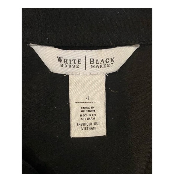 White House Black Market Short Sleeve Drawstring Waist Black Jersey Dress Size 4 - Picture 3 of 4